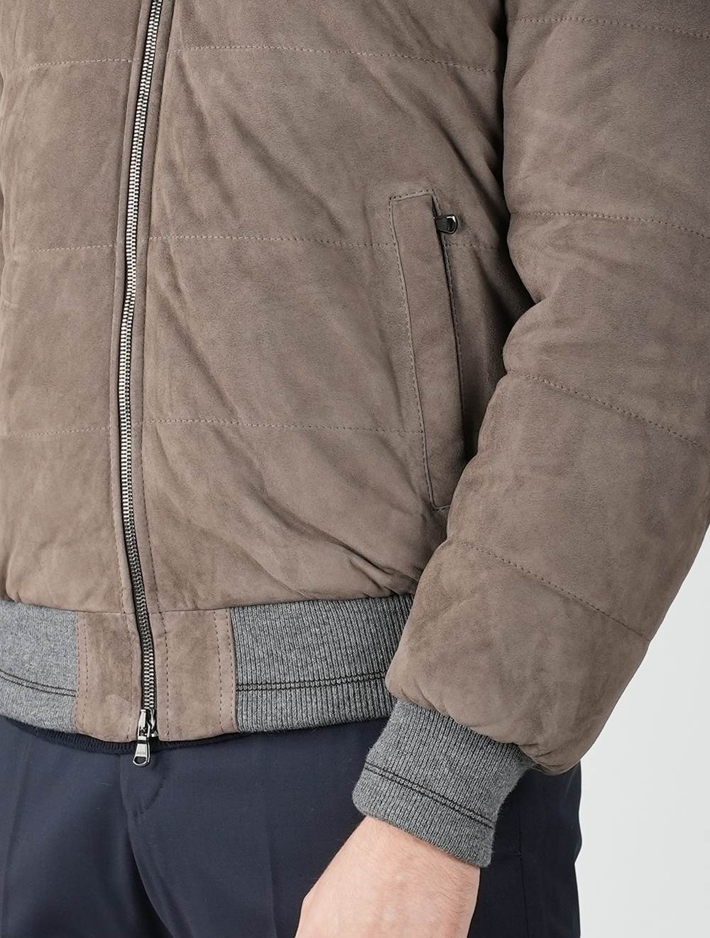 Barba Napoli Brown Leather Suede Coat