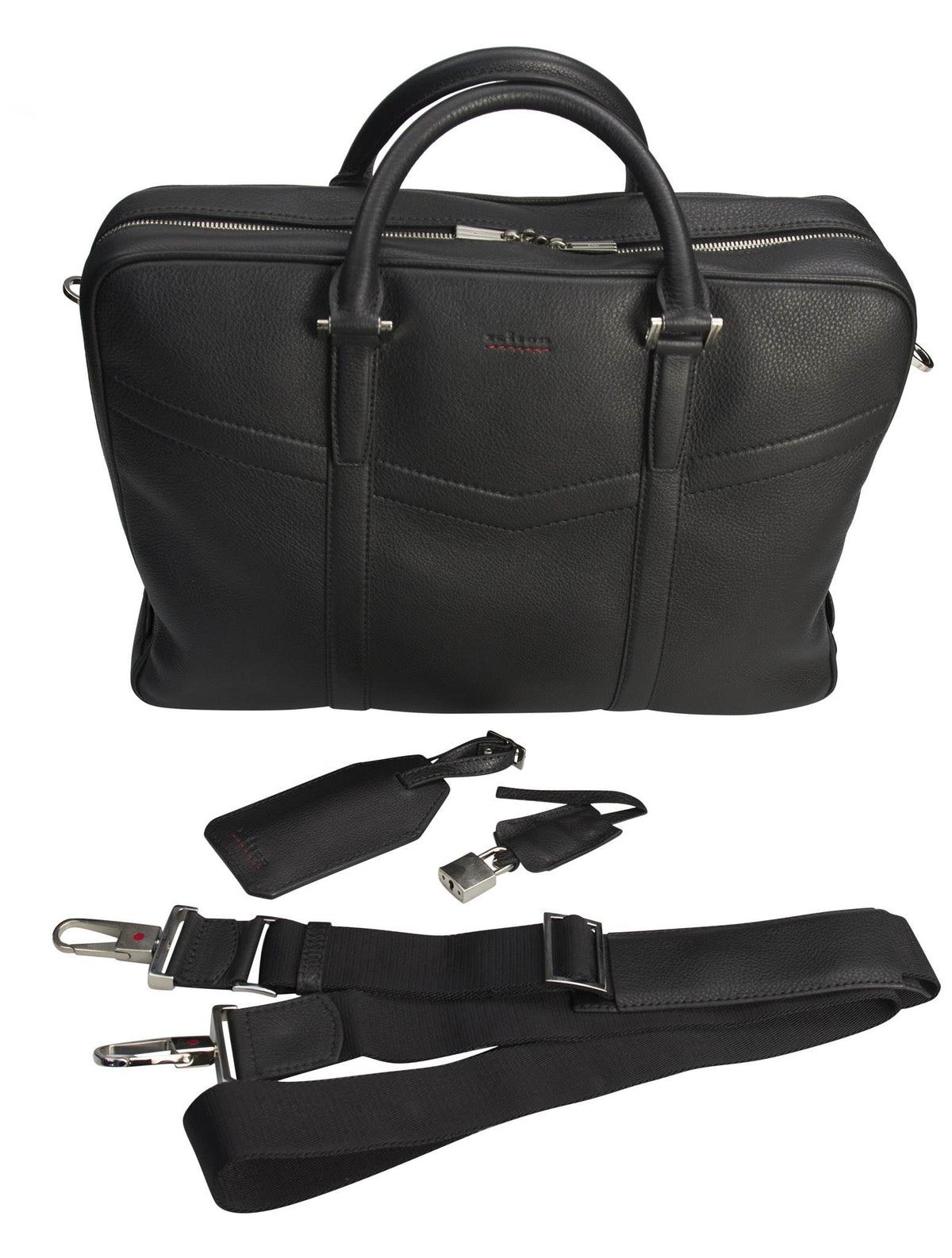 Kiton Black Leather Briefcase