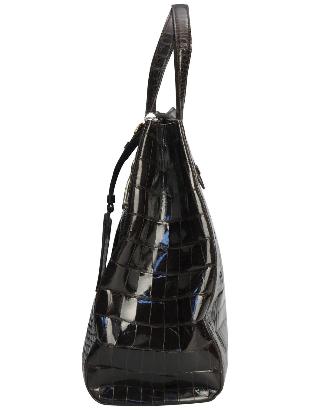 Kiton Black Leather Crocodile Bag