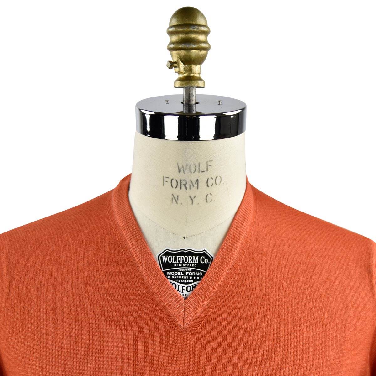 BARBA NAPOLI Orange Virgin Wool V-neck Sweater