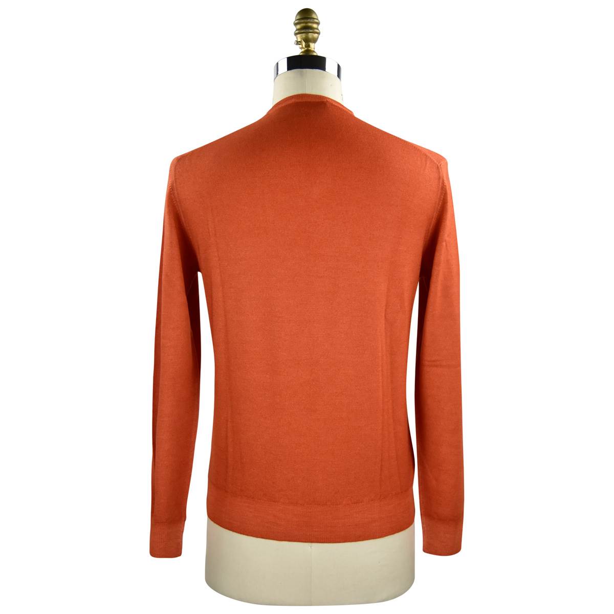 BARBA NAPOLI Orange Virgin Wool V-neck Sweater