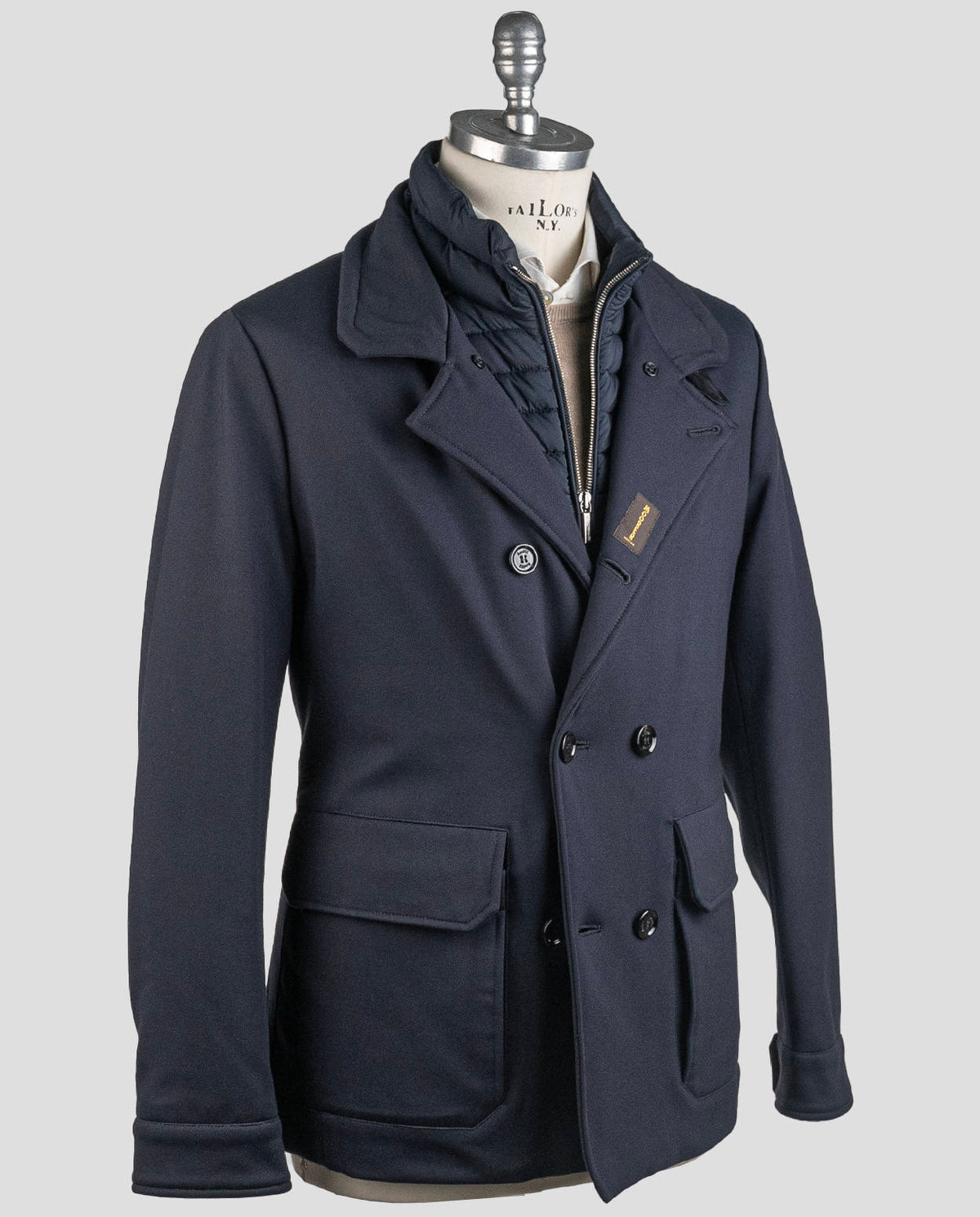 MooRER MooRER Blue Navy Viscose Pa Ea Coat Blue Navy 001