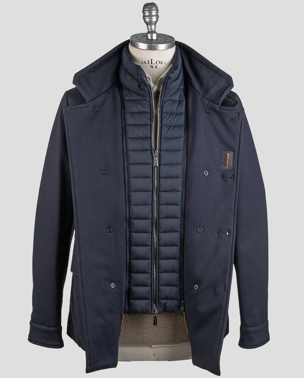 MooRER Blue Navy Viscose Pa Ea Coat