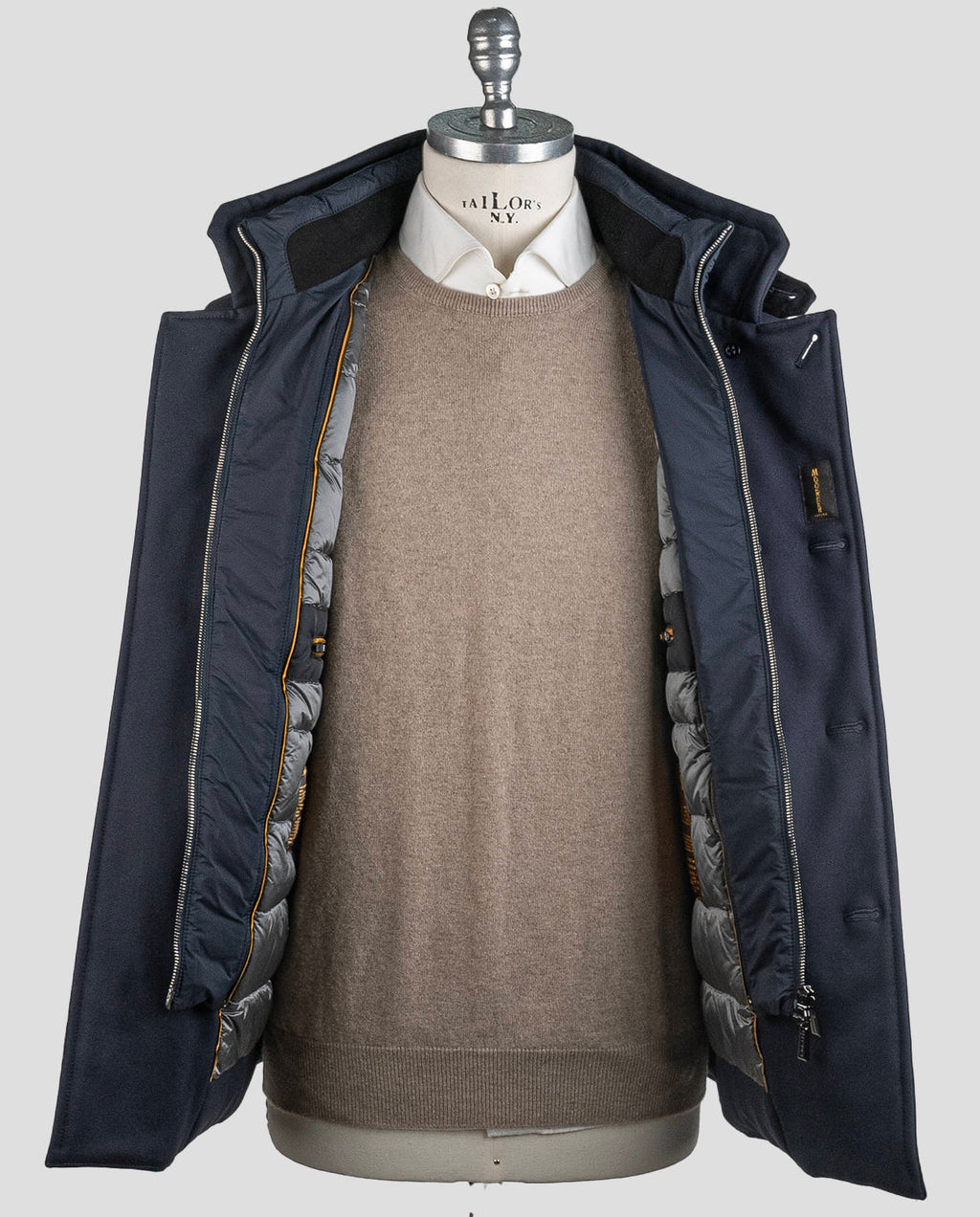 MooRER Blue Navy Viscose Pa Ea Coat