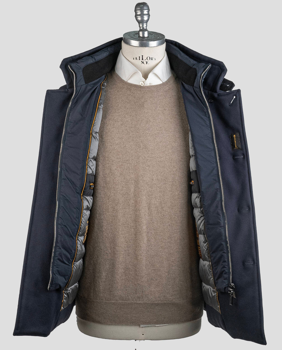 MooRER Blue Navy Viscose Pa Ea Coat