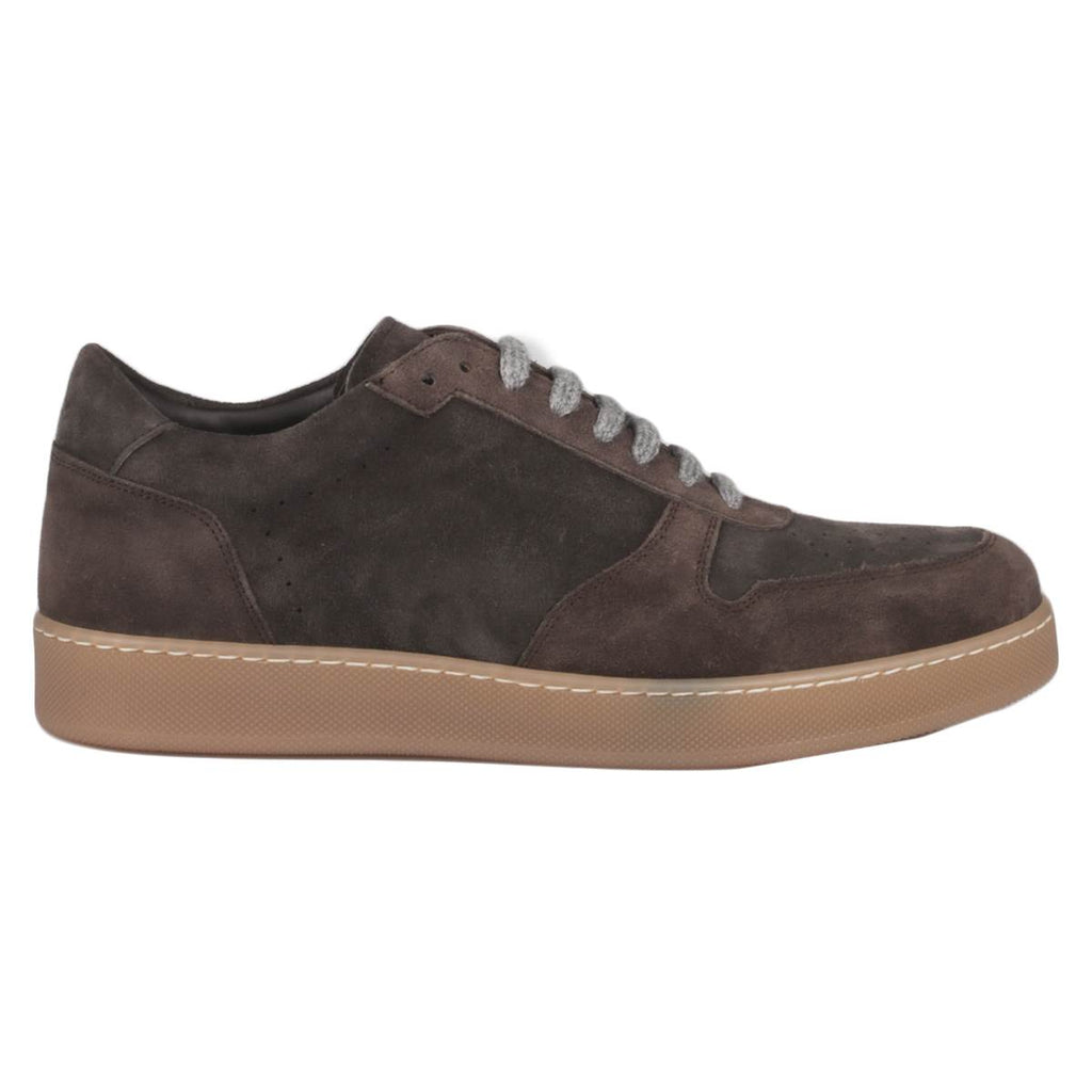BARBA NAPOLI Brown Leather Wool Sneakers