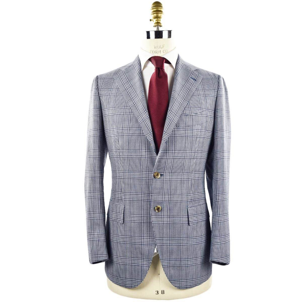 CESARE ATTOLINI Blue White Wool Blazer