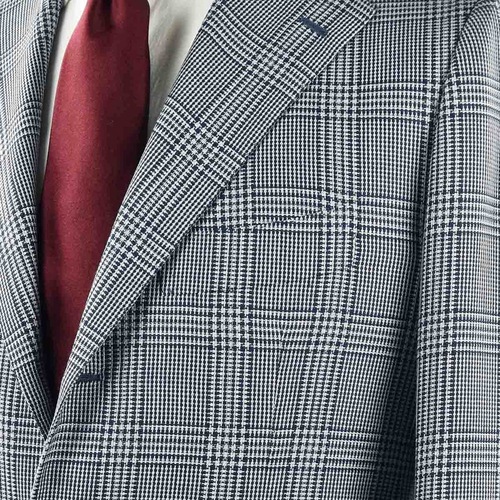 CESARE ATTOLINI Blue White Wool Blazer