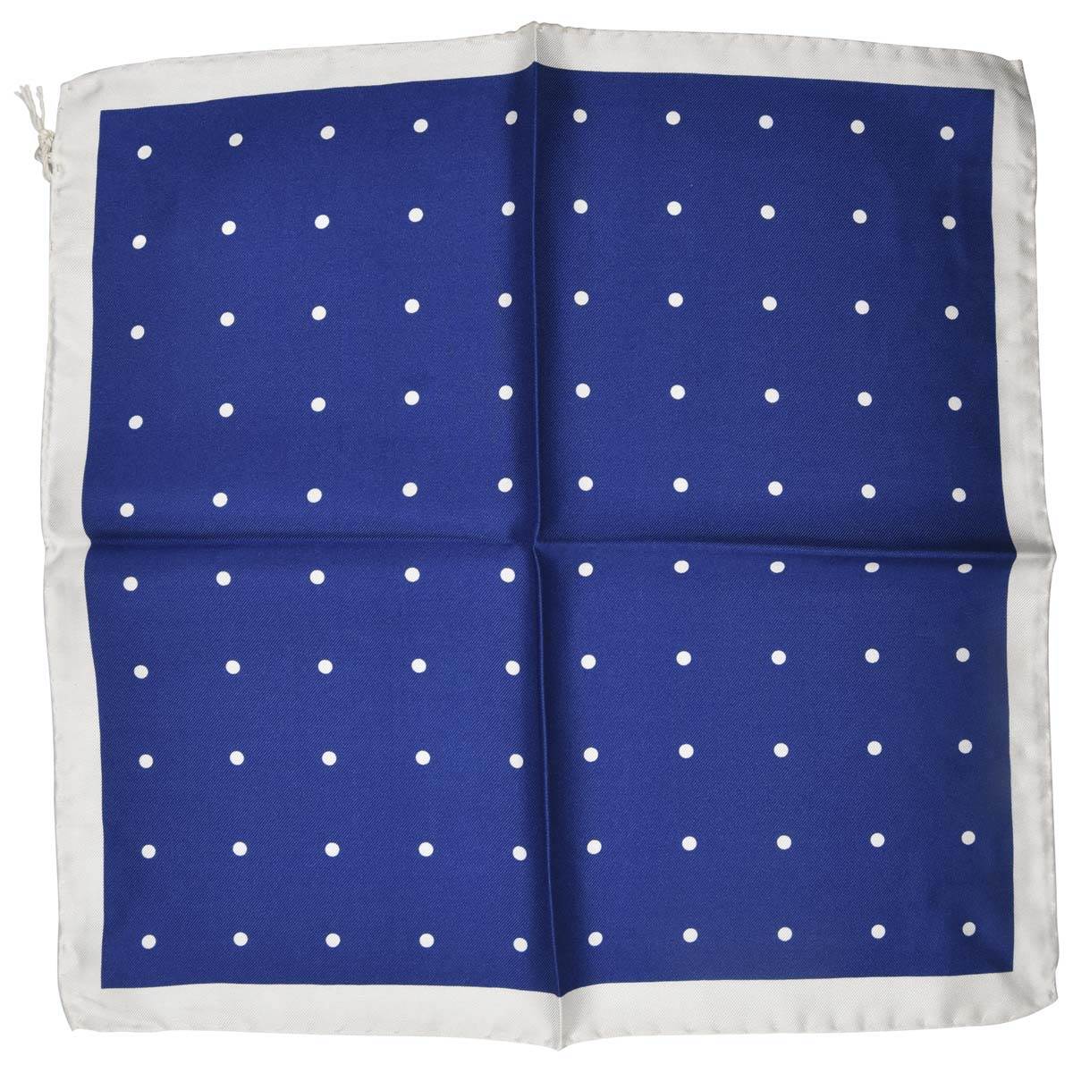 LUIGI BORRELLI Blue White Silk pocket square
