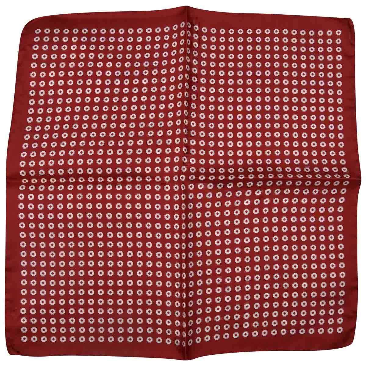 LUIGI BORRELLI Red White Silk pocket square