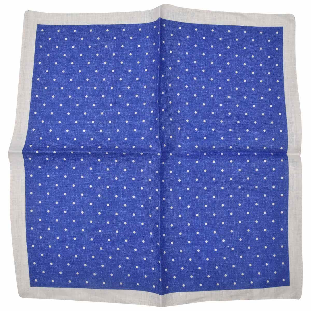 LUIGI BORRELLI Blue White Linen pocket square
