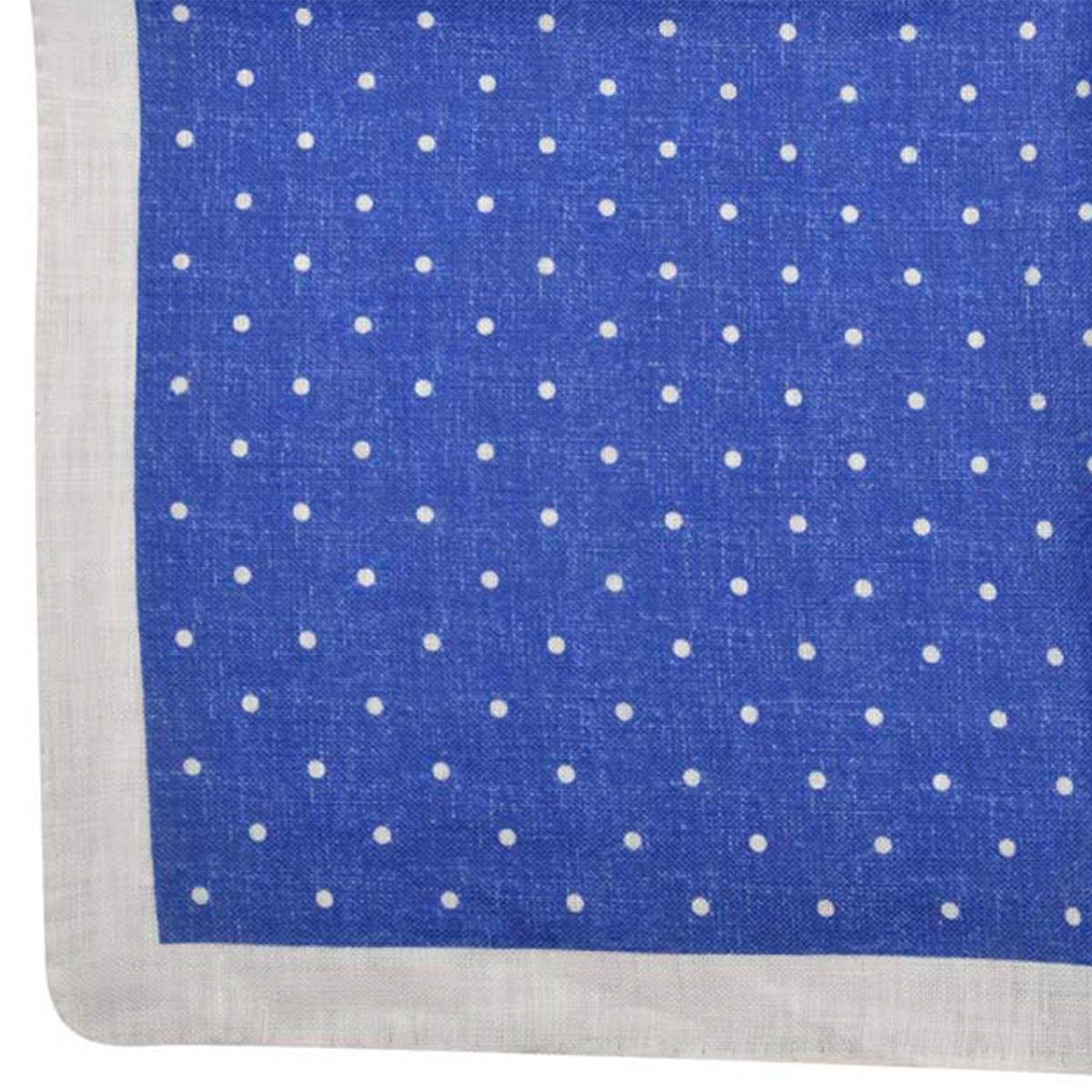 LUIGI BORRELLI Blue White Linen pocket square