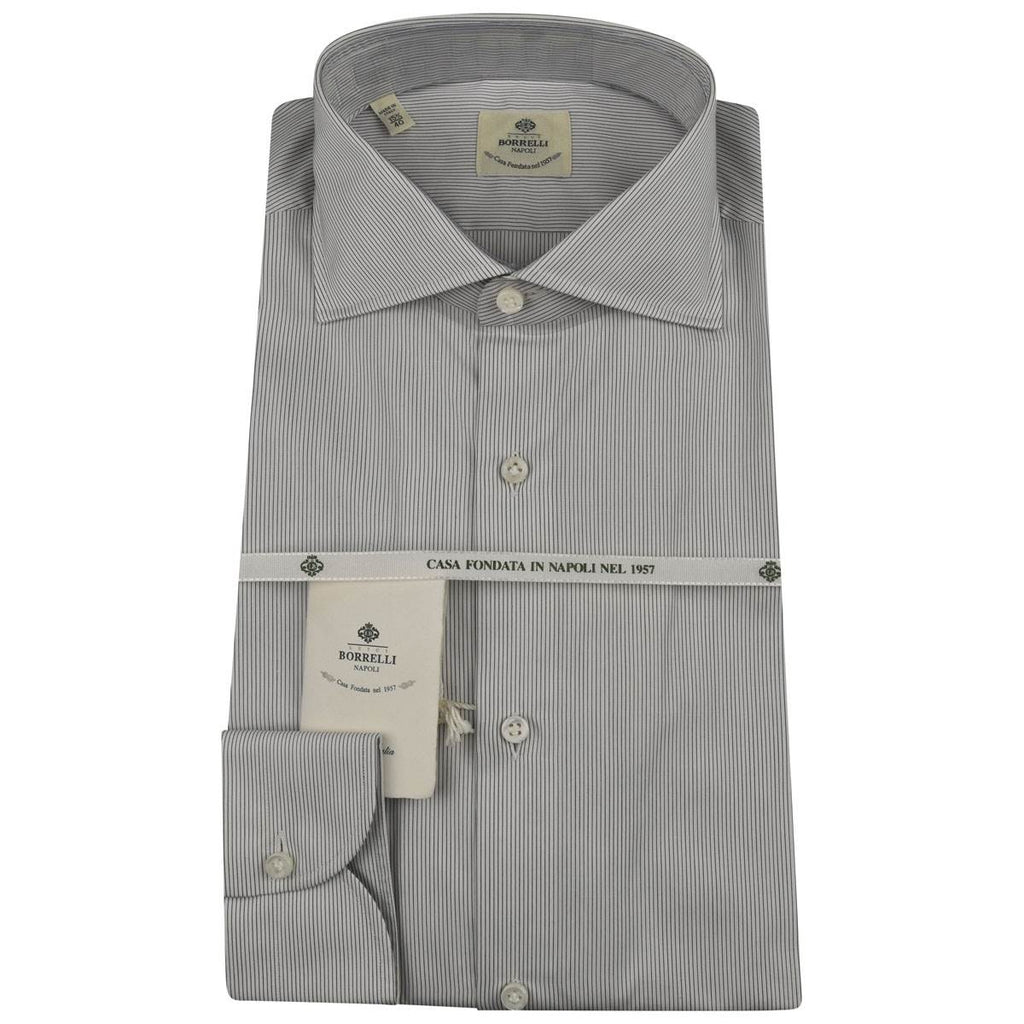 Luigi Borrelli LUIGI BORRELLI Gray White Cotton Shirt Gray/White 000