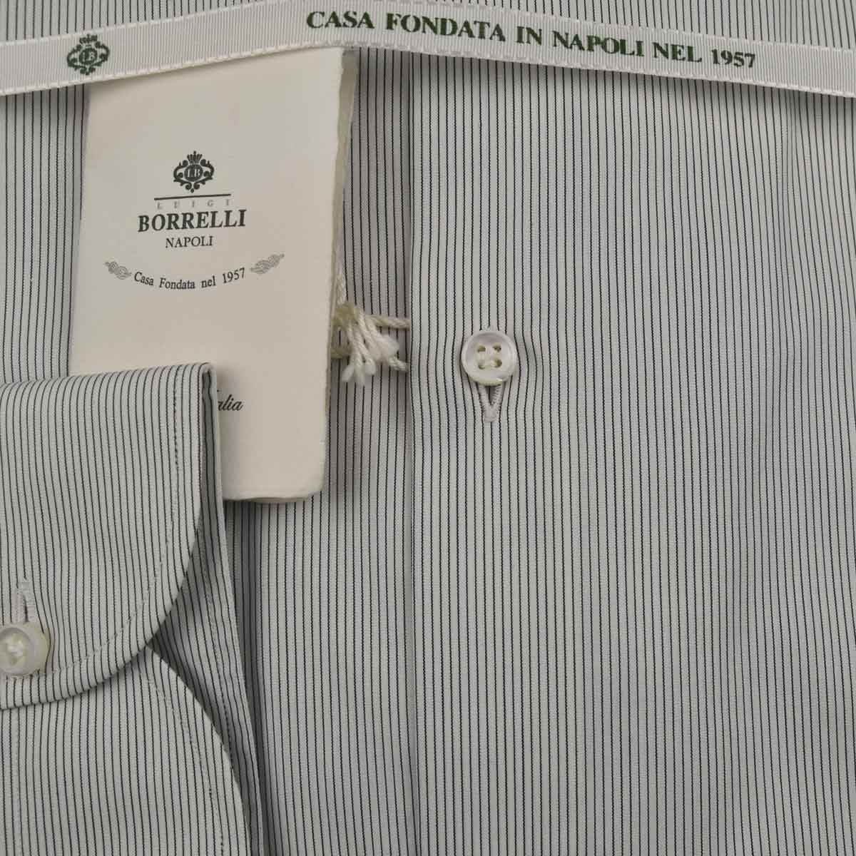 Luigi Borrelli LUIGI BORRELLI Gray White Cotton Shirt Gray/White 001