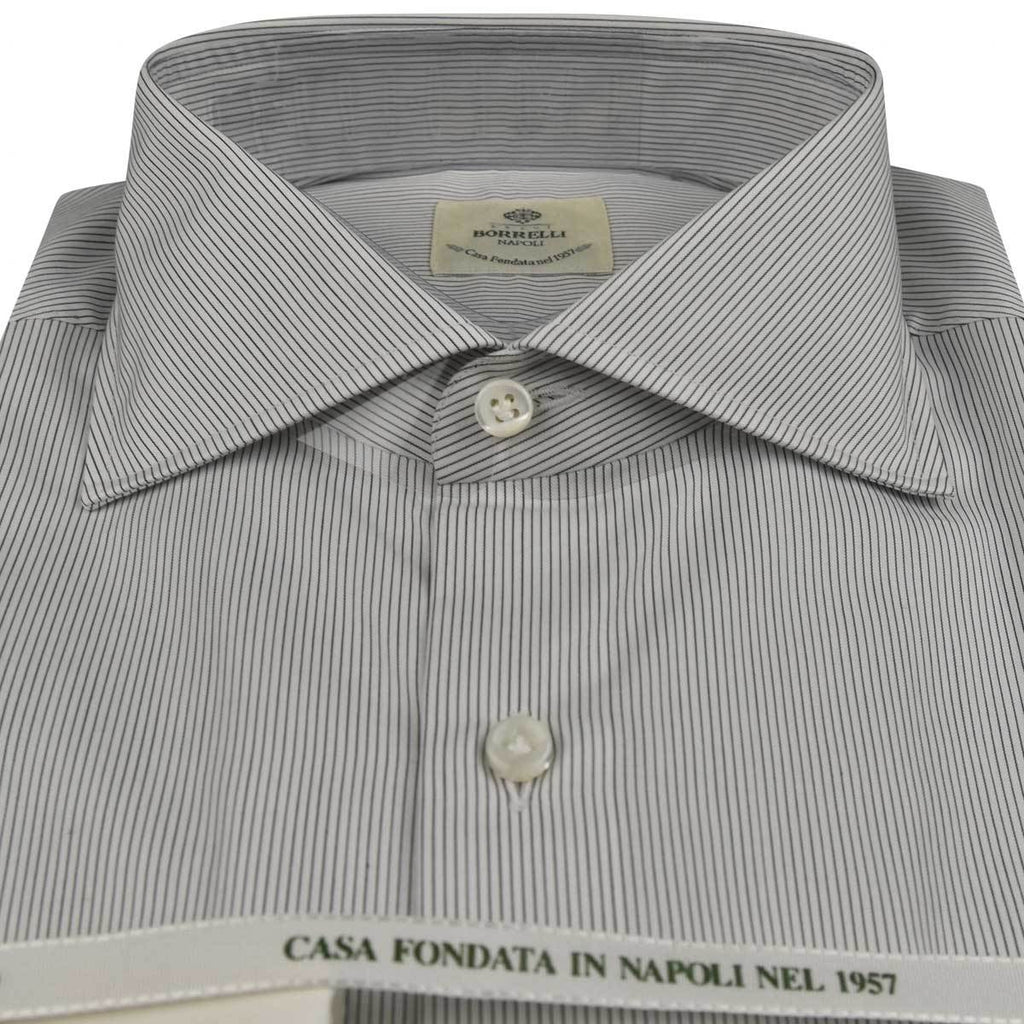 LUIGI BORRELLI Gray White Cotton Shirt