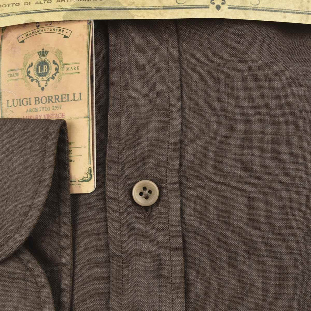 LUIGI BORRELLI Brown Linen Shirt