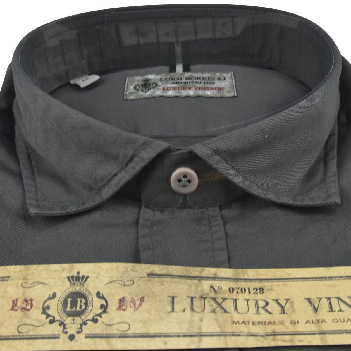 LUIGI BORRELLI Gray Cotton Shirt
