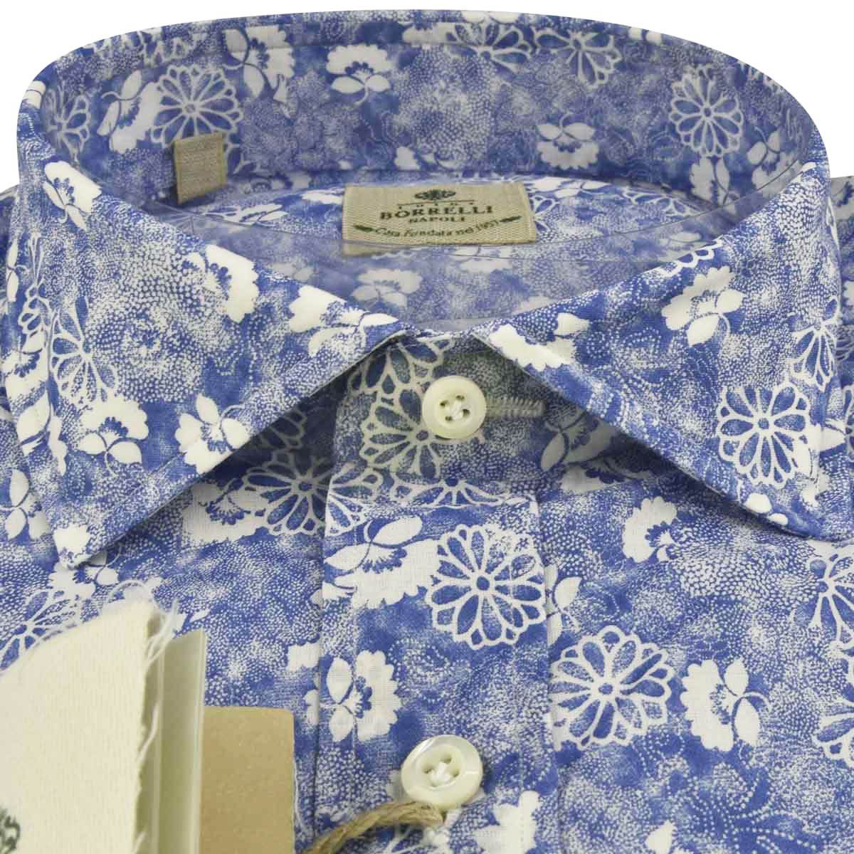 LUIGI BORRELLI Blue White Cotton Shirt