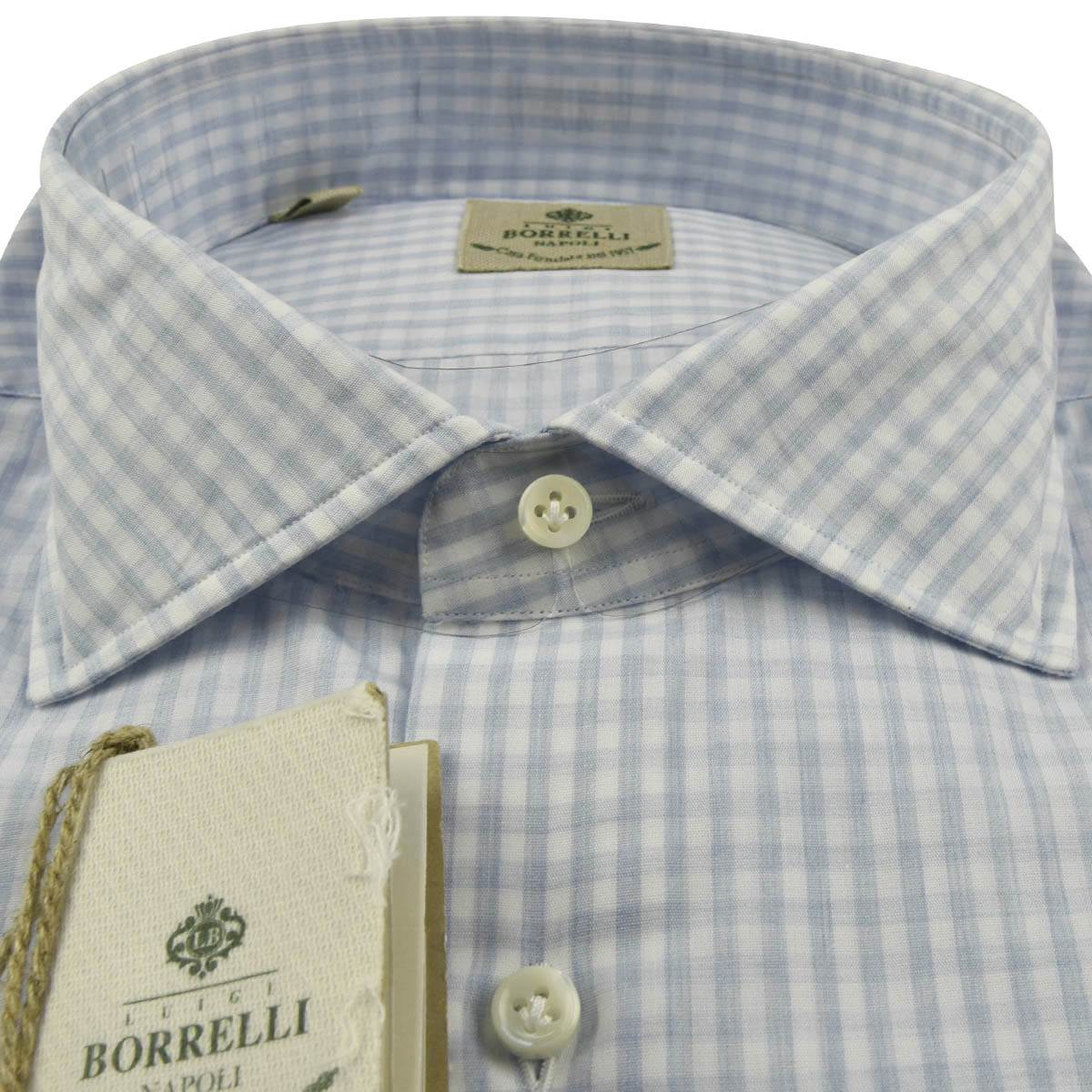 LUIGI BORRELLI Light Blue White Cotton Shirt