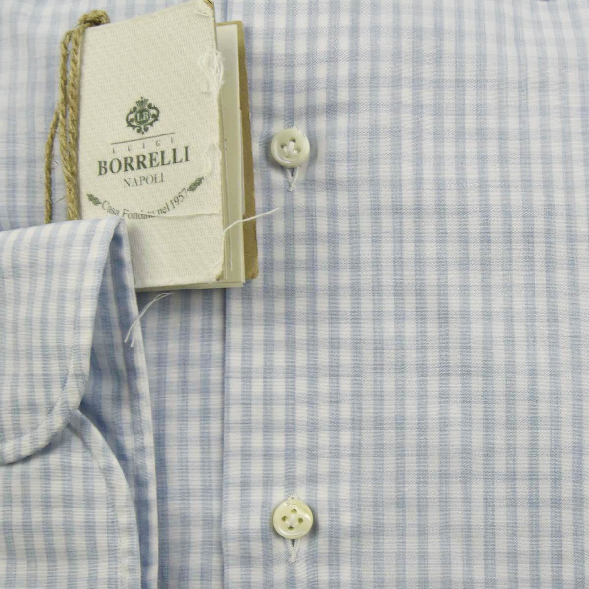 LUIGI BORRELLI Light Blue White Cotton Shirt