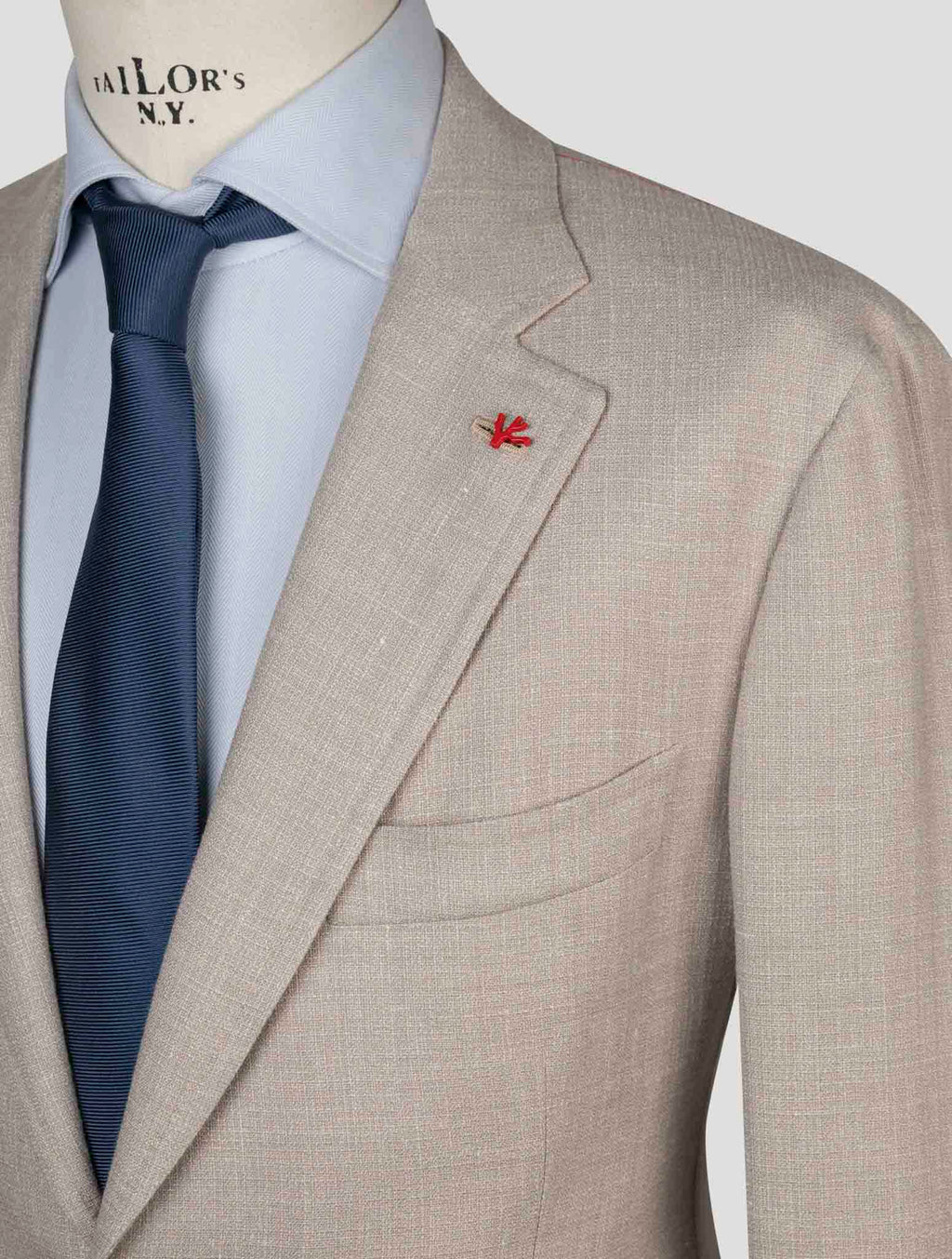 Isaia Beige Wool Silk Linen Suit