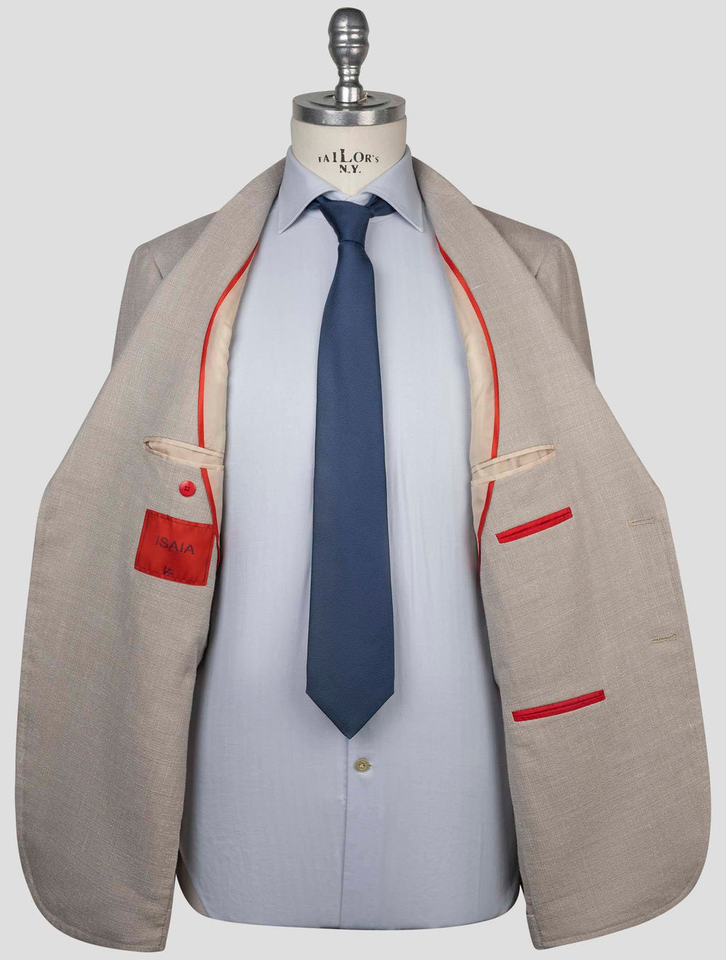Isaia Beige Wool Silk Linen Suit
