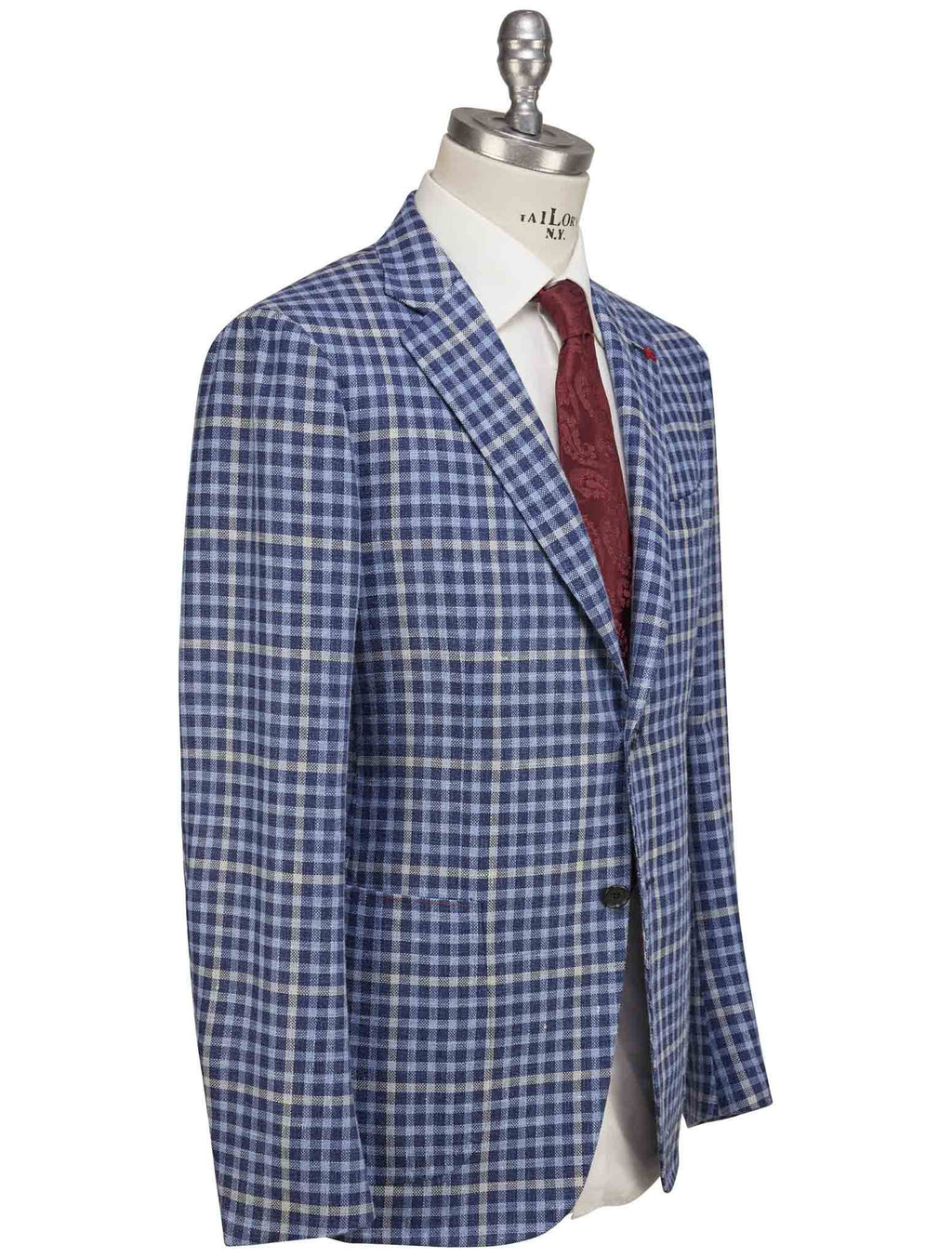 Isaia Isaia Blue Wool Silk Linen Pa Blazer Blue 001