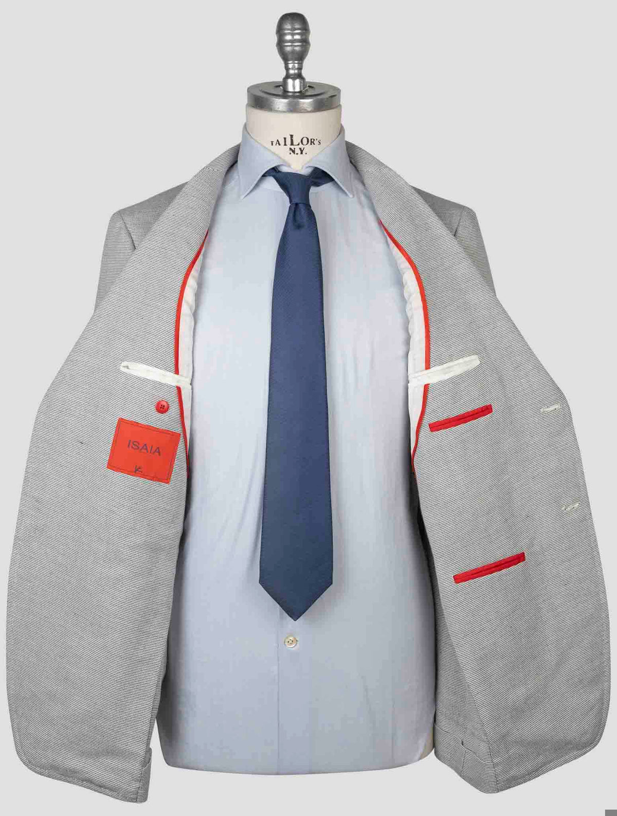 Isaia Gray Cotton Silk Blazer