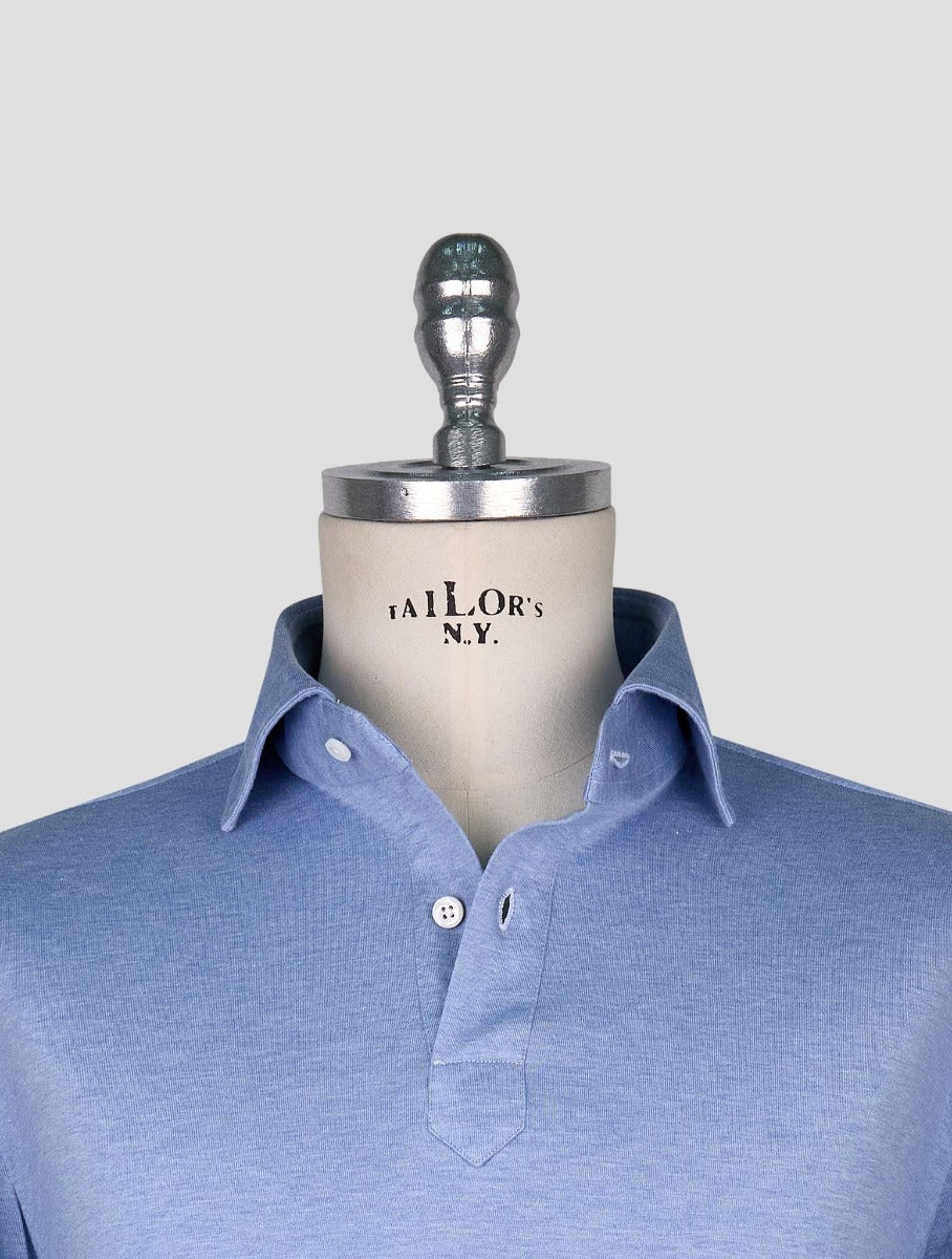 Cesare Attolini Light Blue Cotton Sweater Polo