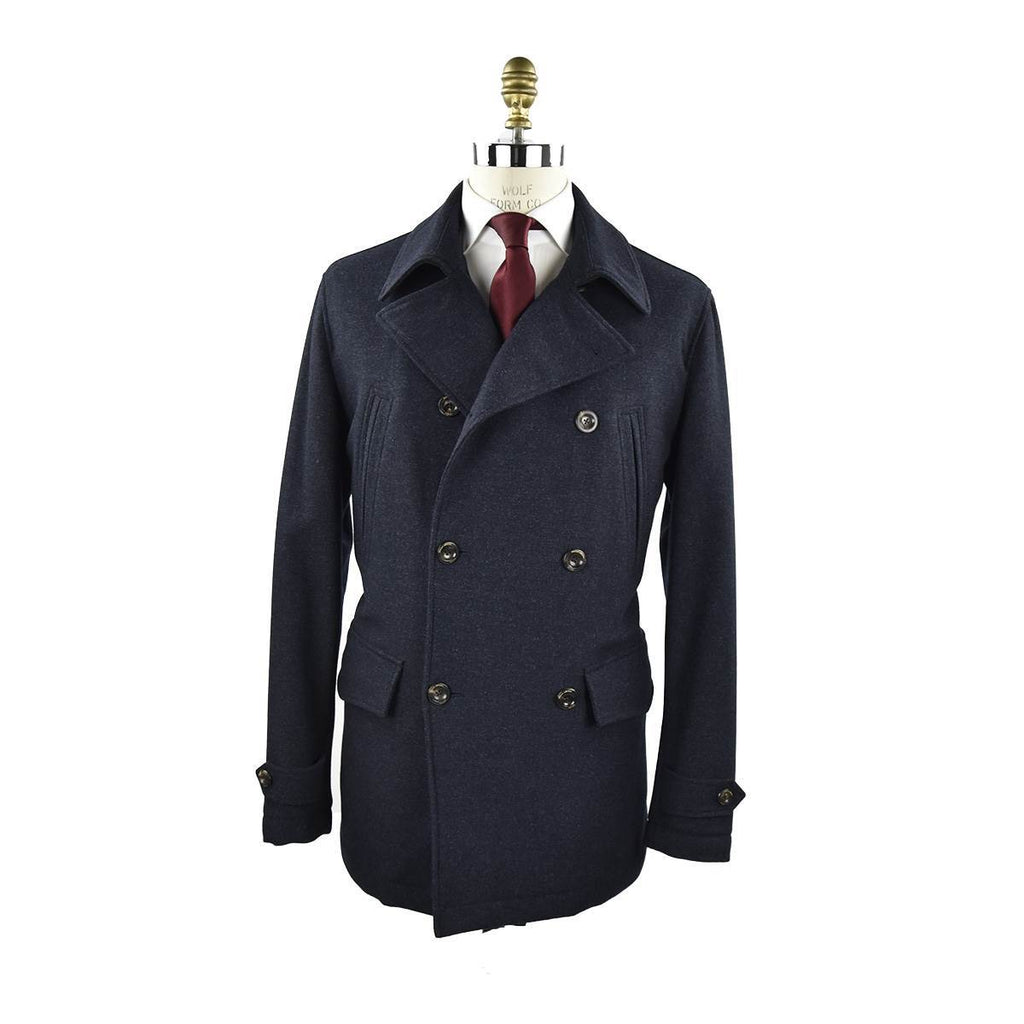 CESARE ATTOLINI Blue Wool Cashmere Coat