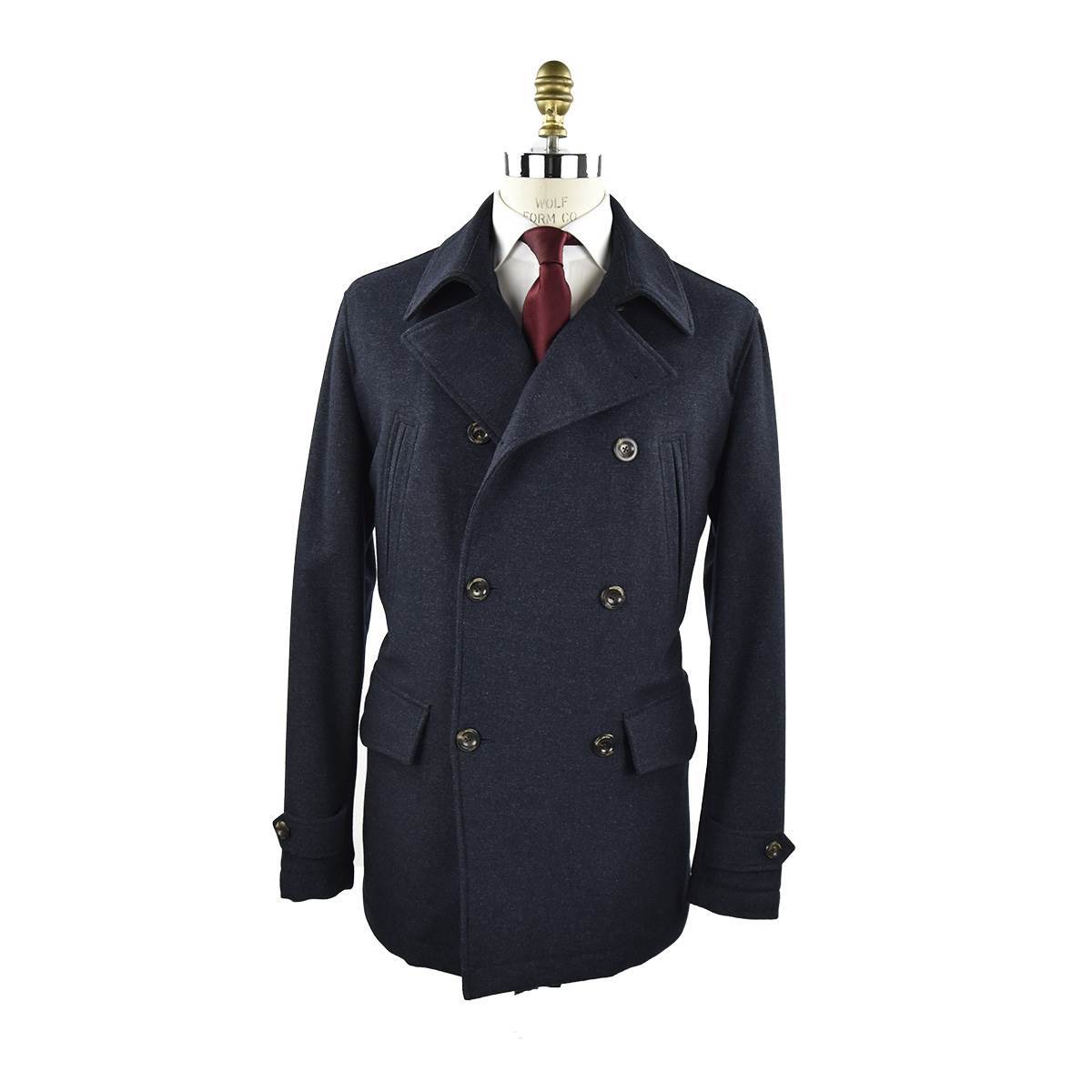 CESARE ATTOLINI Blue Wool Cashmere Coat