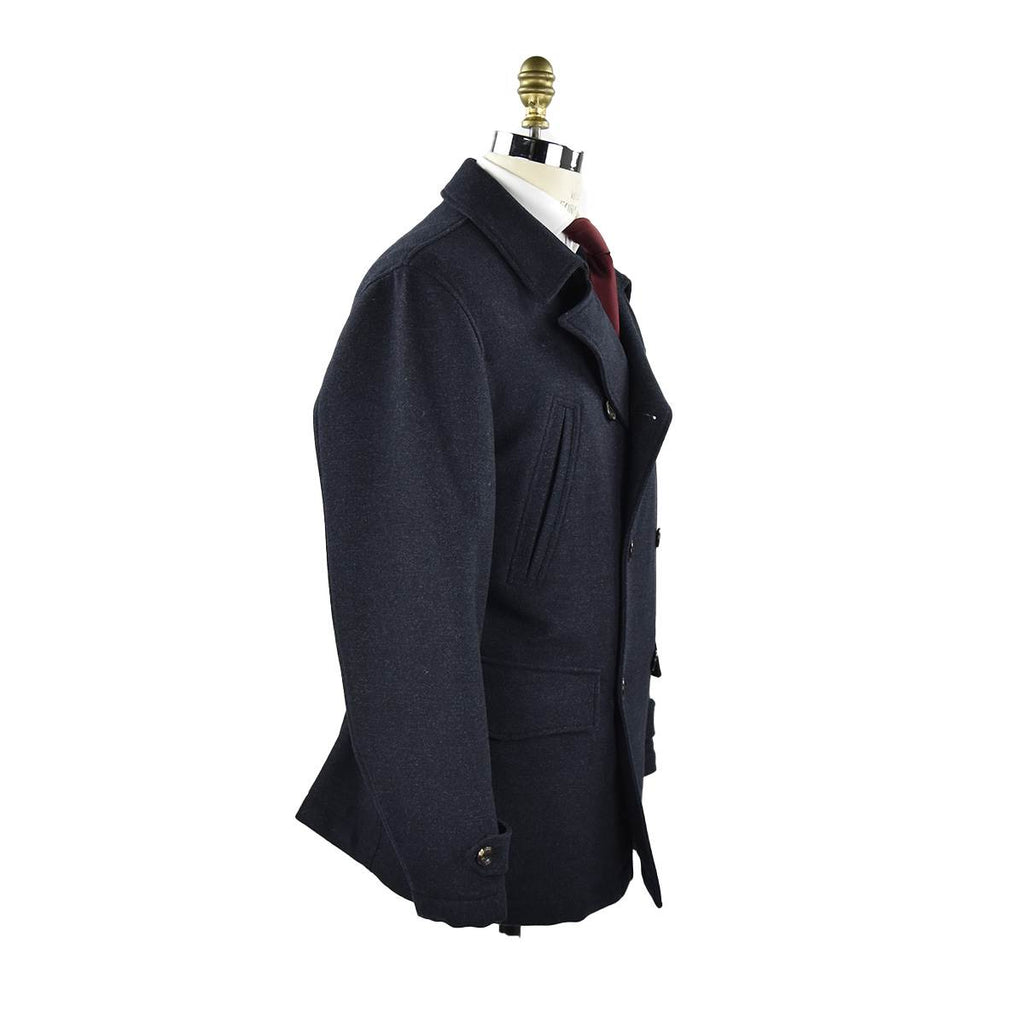 CESARE ATTOLINI Blue Wool Cashmere Coat