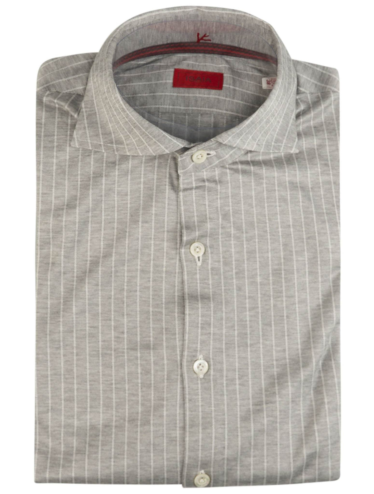 Isaia Gray White Cotton Shirt
