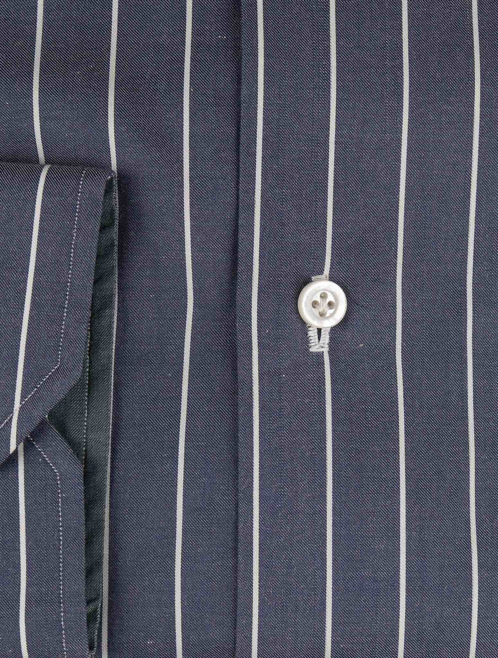 Isaia Blue White Cotton Shirt