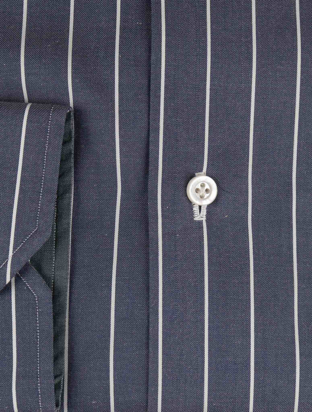 Isaia Blue White Cotton Shirt