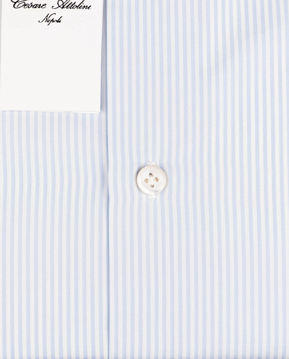 Cesare Attolini White Light Blue Cotton Shirt
