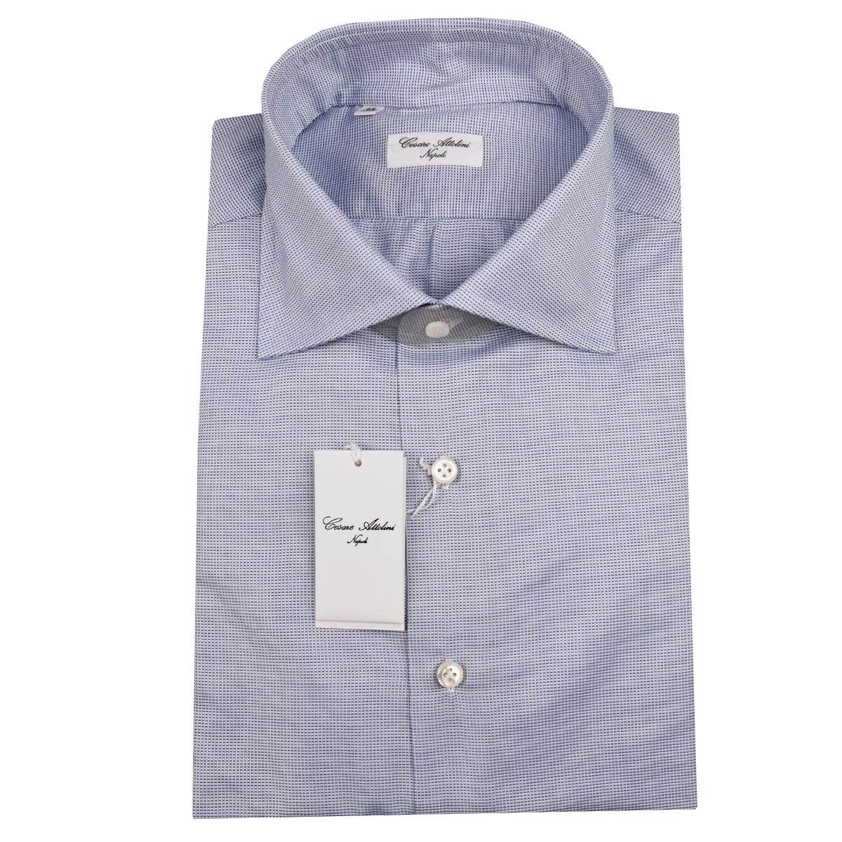 Cesare Attolini White Blue Cotton Shirt