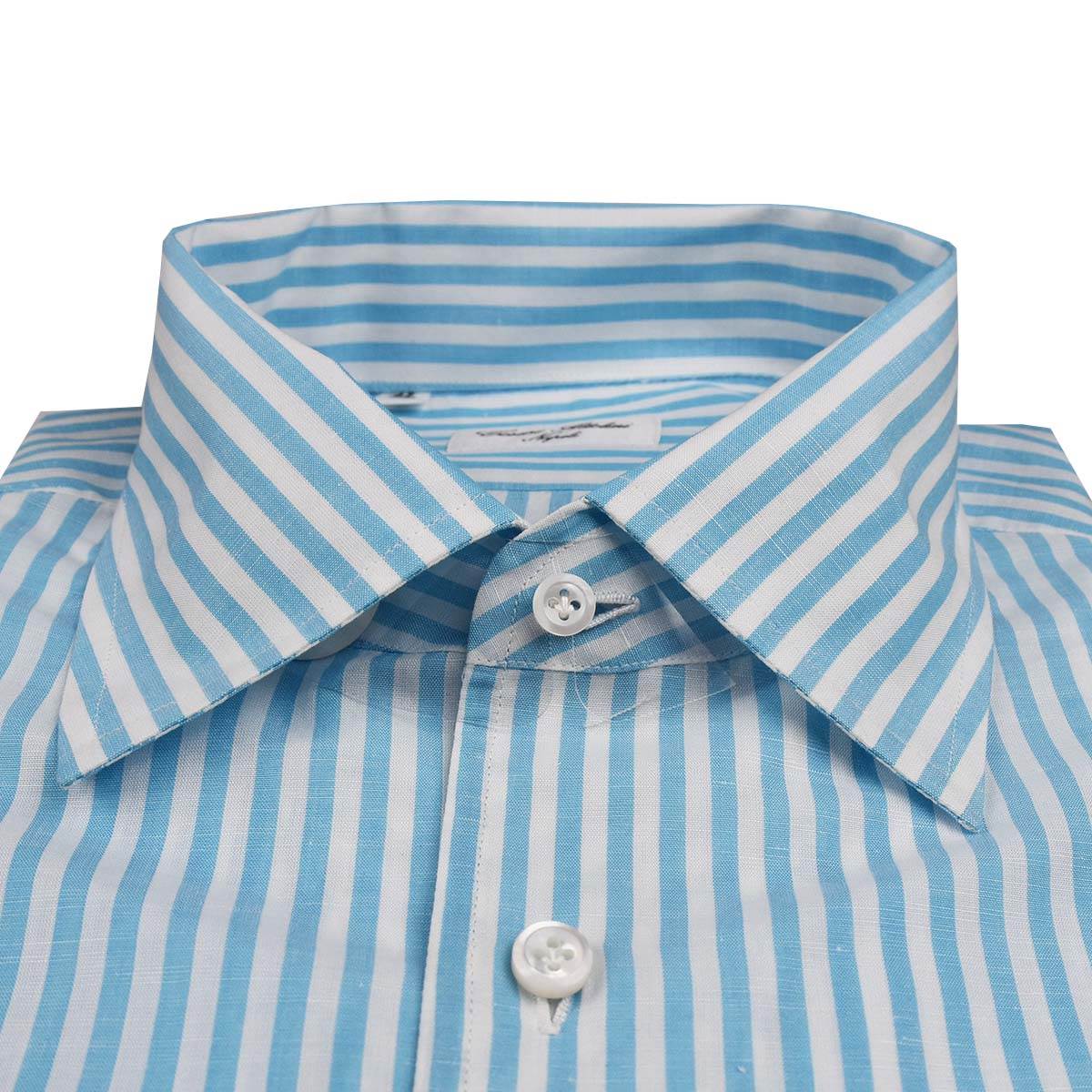 Cesare Attolini Cesare Attolini White Light Blue Cotton Linen Shirt White/Light Blue 001