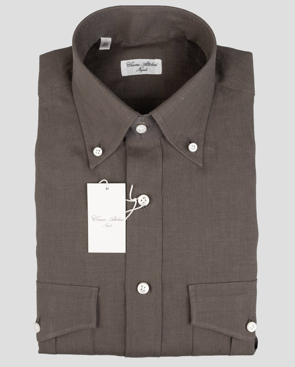 Cesare Attolini Green Linen Shirt