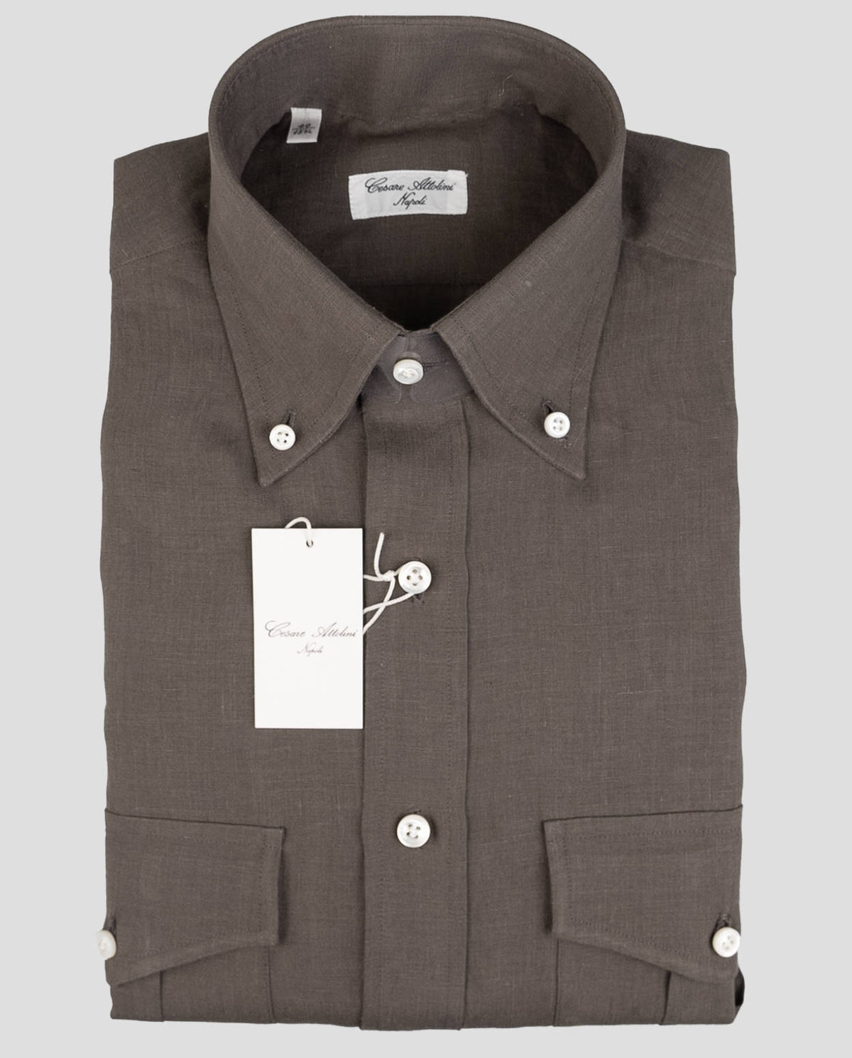 Cesare Attolini Green Linen Shirt