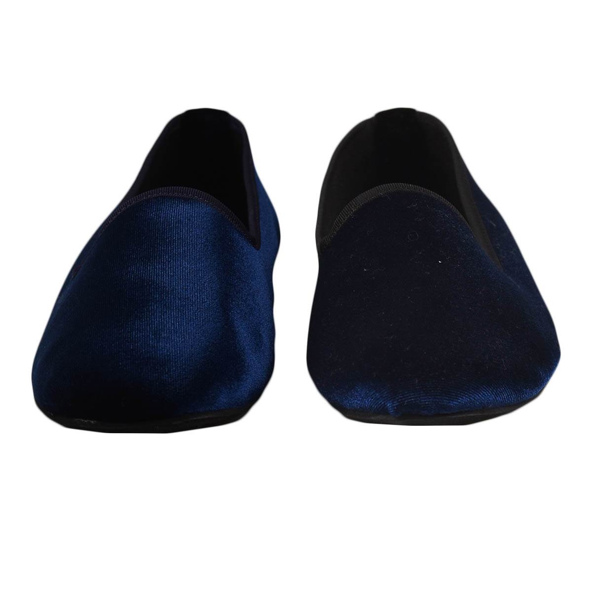FeFè Napoli Fefè Blue Cotton Velvet Slippers Blue 001