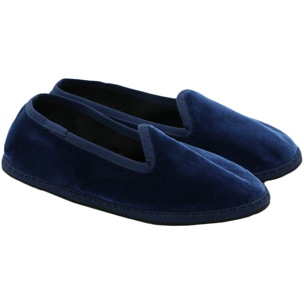 FeFè Napoli Fefè Blue Cotton Velvet Slippers Blue 000