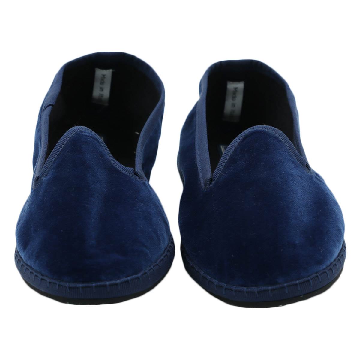 FeFè Napoli Fefè Blue Cotton Velvet Slippers Blue 001