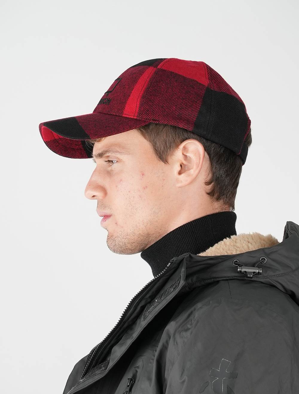 Woolrich Red Black Wool Pl Pa Baseball Cap