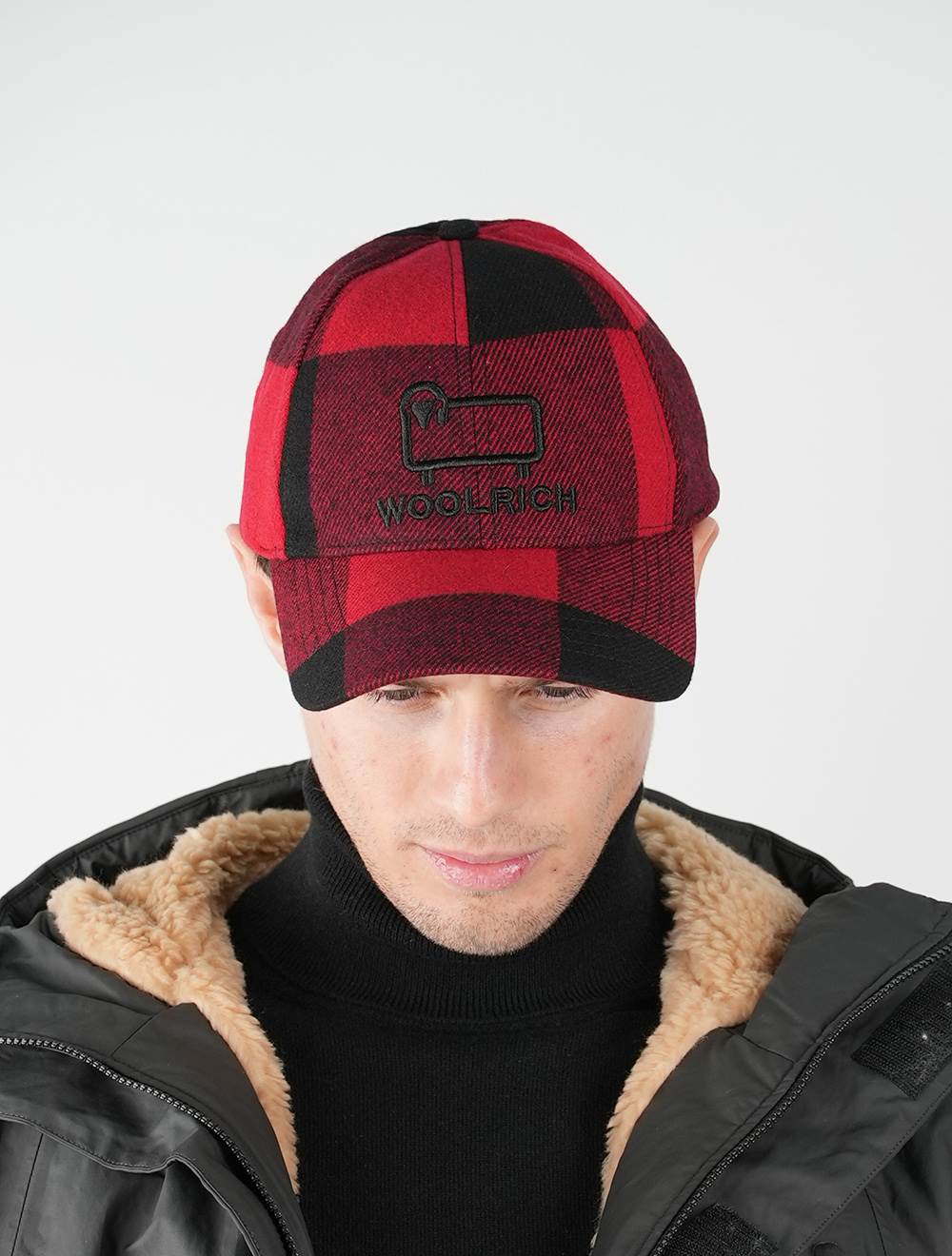 Woolrich Red Black Wool Pl Pa Baseball Cap