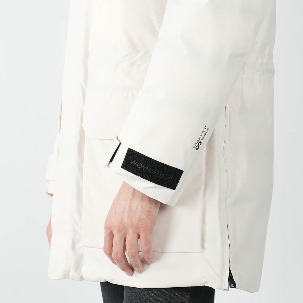 Woolrich White Pl Pertex Long Parka Coat