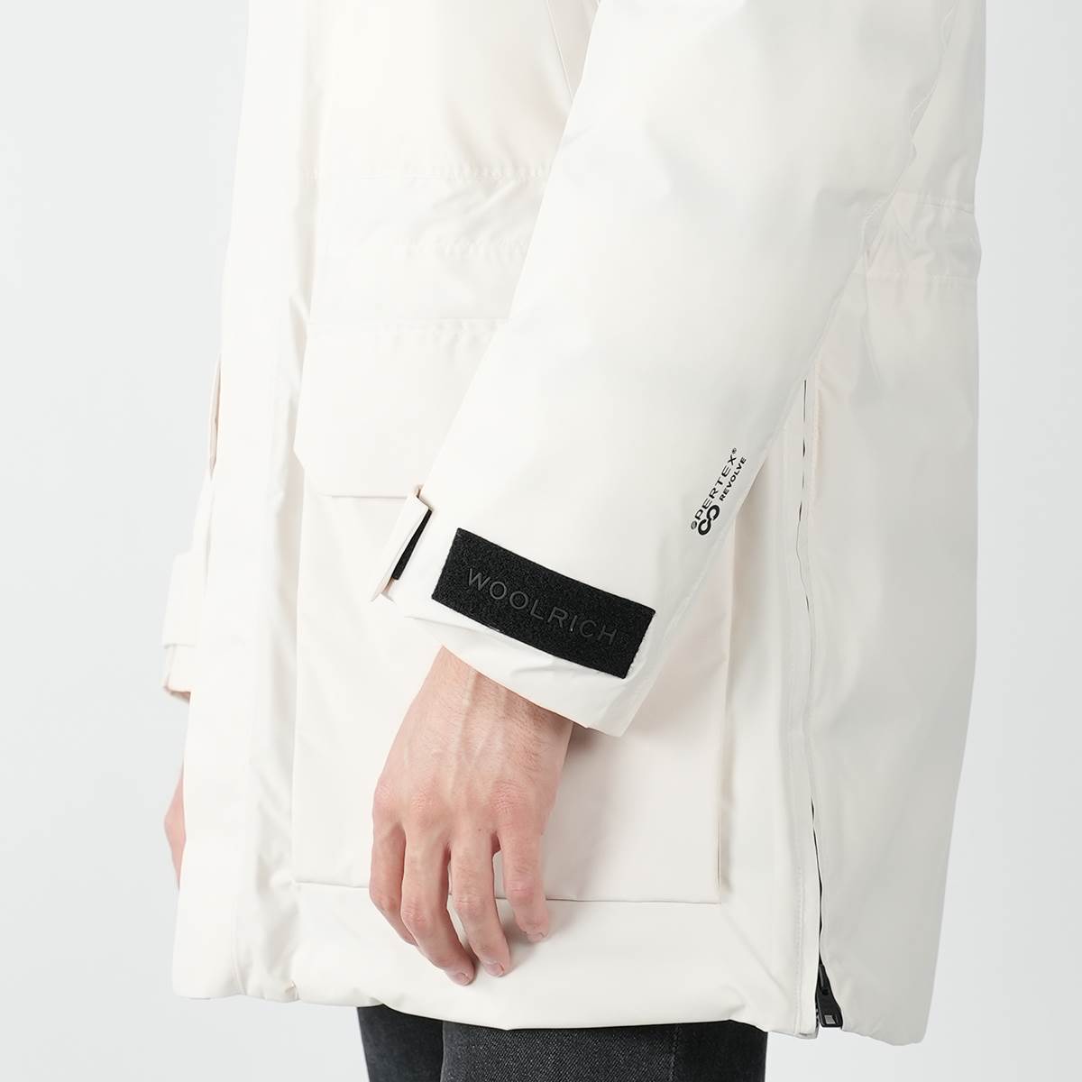 Woolrich White Pl Pertex Long Parka Coat