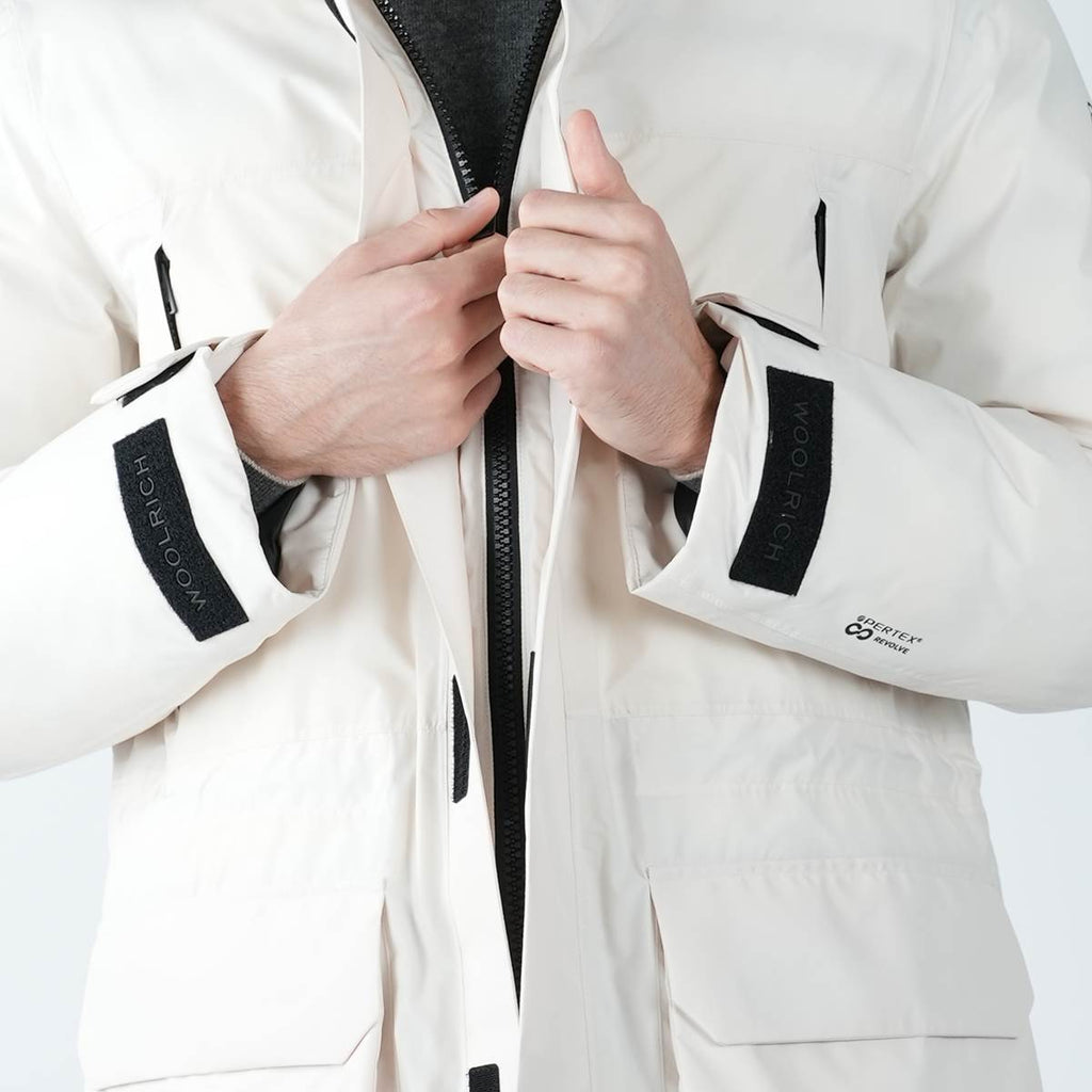 Woolrich White Pl Pertex Long Parka Coat
