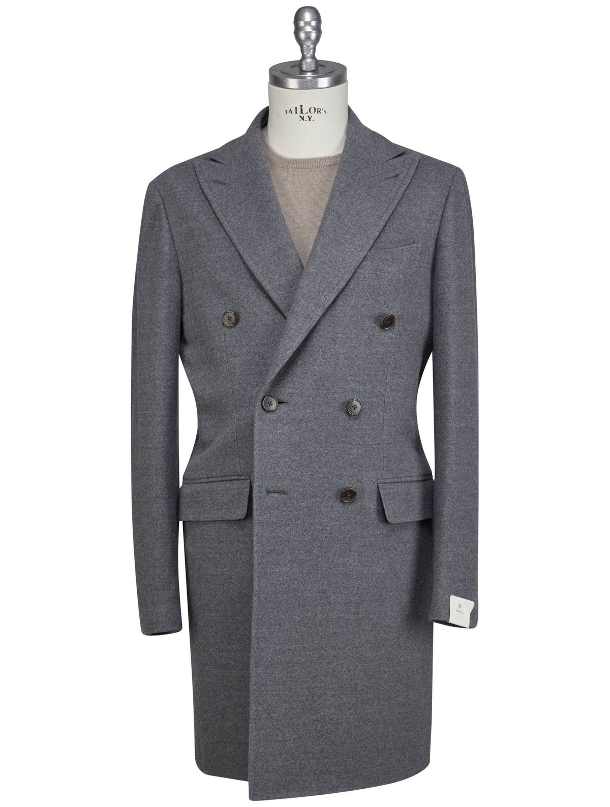 Luigi Borrelli Gray Virgin Wool Overcoat