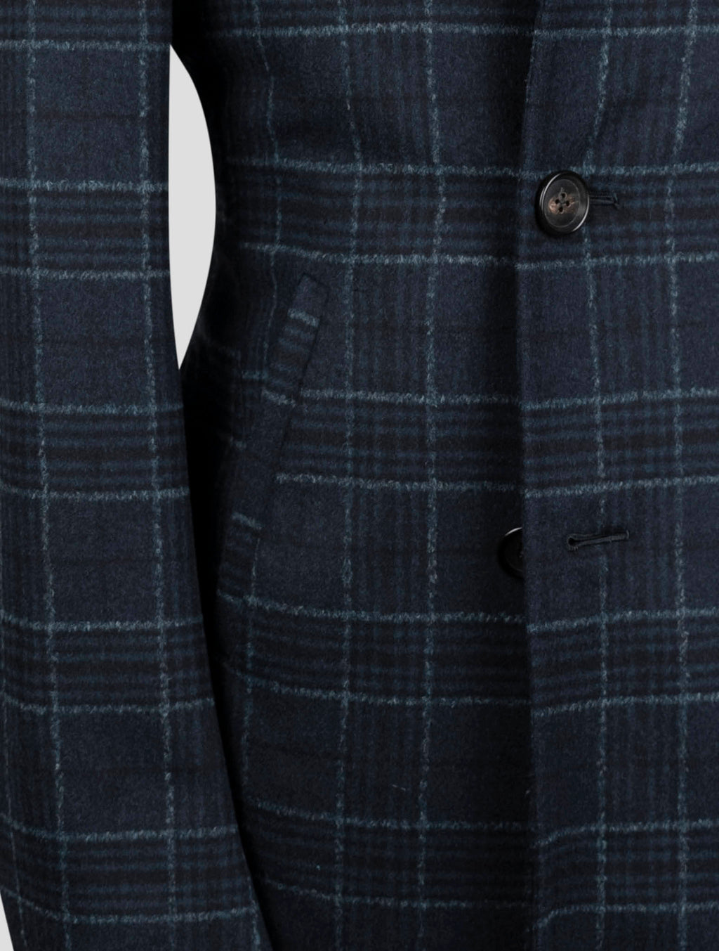 Isaia Blue Wool Cashmere Lama Pa Overcoat